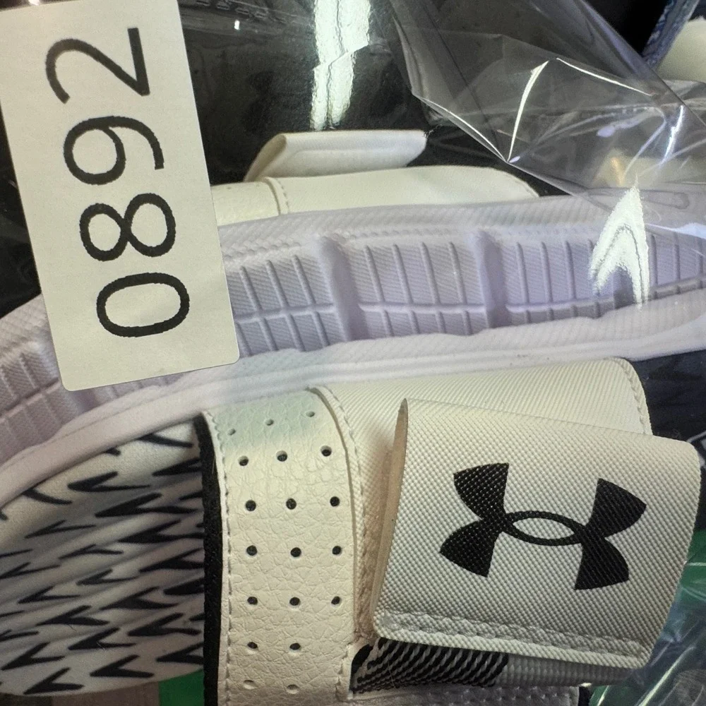Under Armour‎ Mens Slides Perforated Comfort Sport White Black Fit Size 9